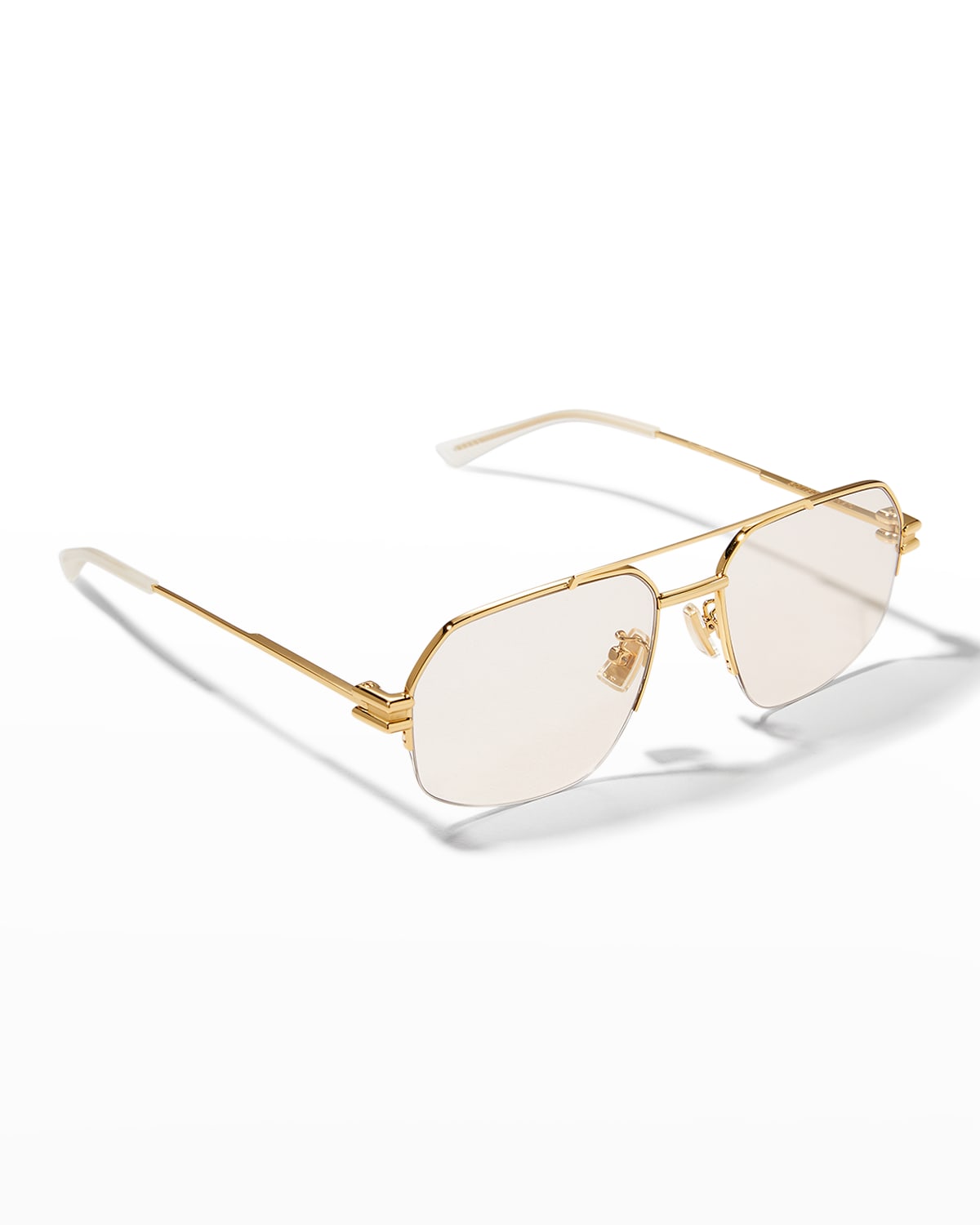 Bottega Veneta Semi-Rimless Square Metal Aviator Sunglasses