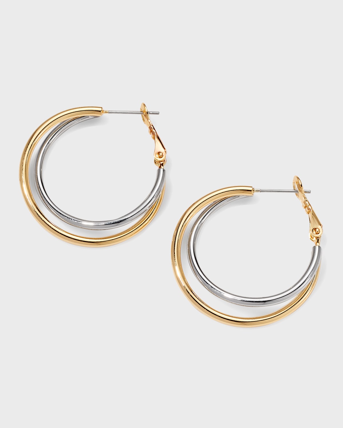 Gold and Silver Twist Hoop Earrings