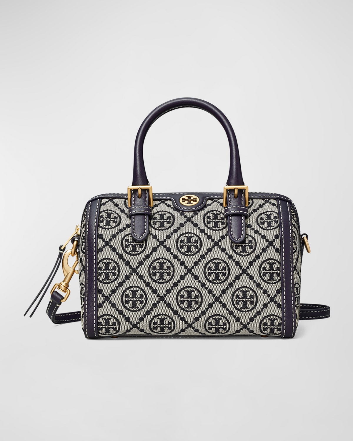 Tory Burch T Monogram Jacquard Mini Barrel Crossbody Bag In Tory Navy