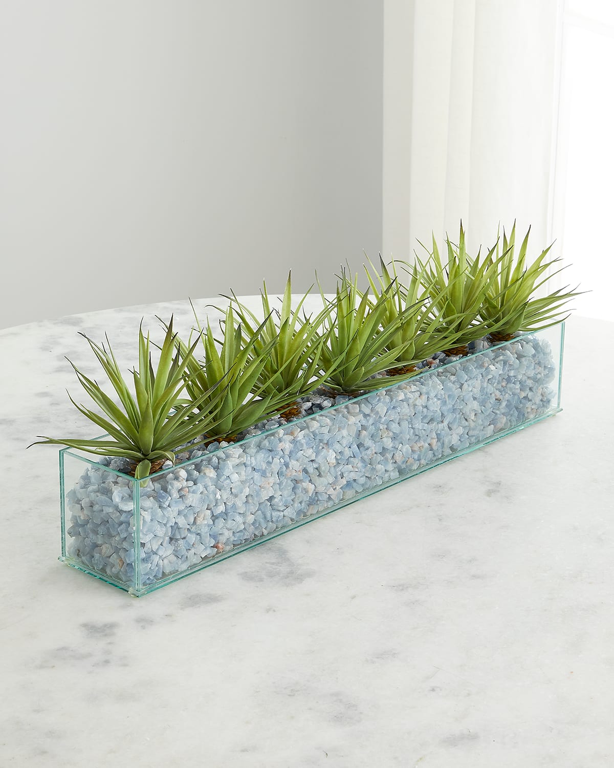 Shop T & C Floral Company Agave In Rectangular Glass Container Faux Floral Arrangement In Dark Green Agave