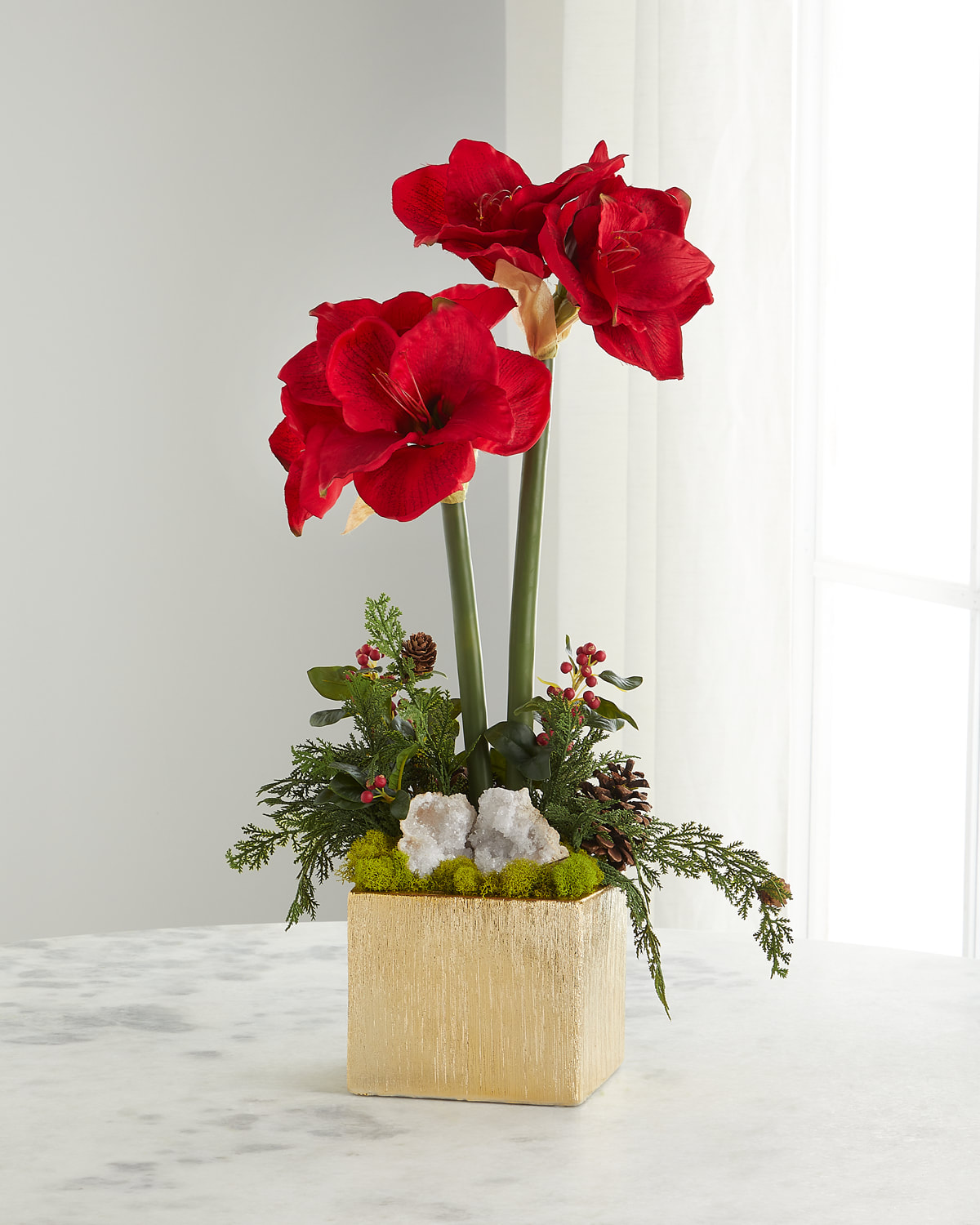 Shop T & C Floral Company Double Red Amaryllis Faux-floral Arrangement