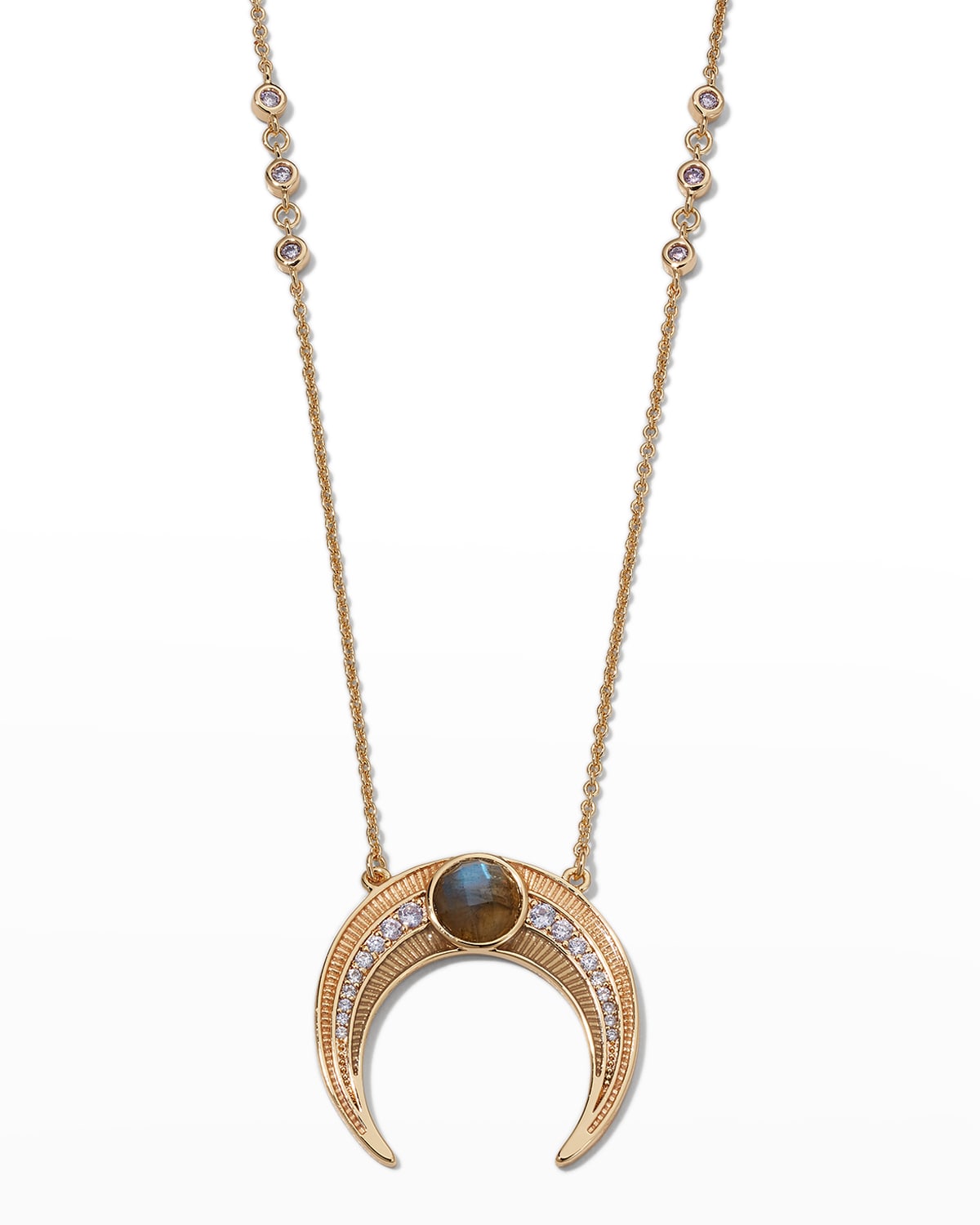 Elizabeth Stone Jewelry Labradorite Crescent Necklace