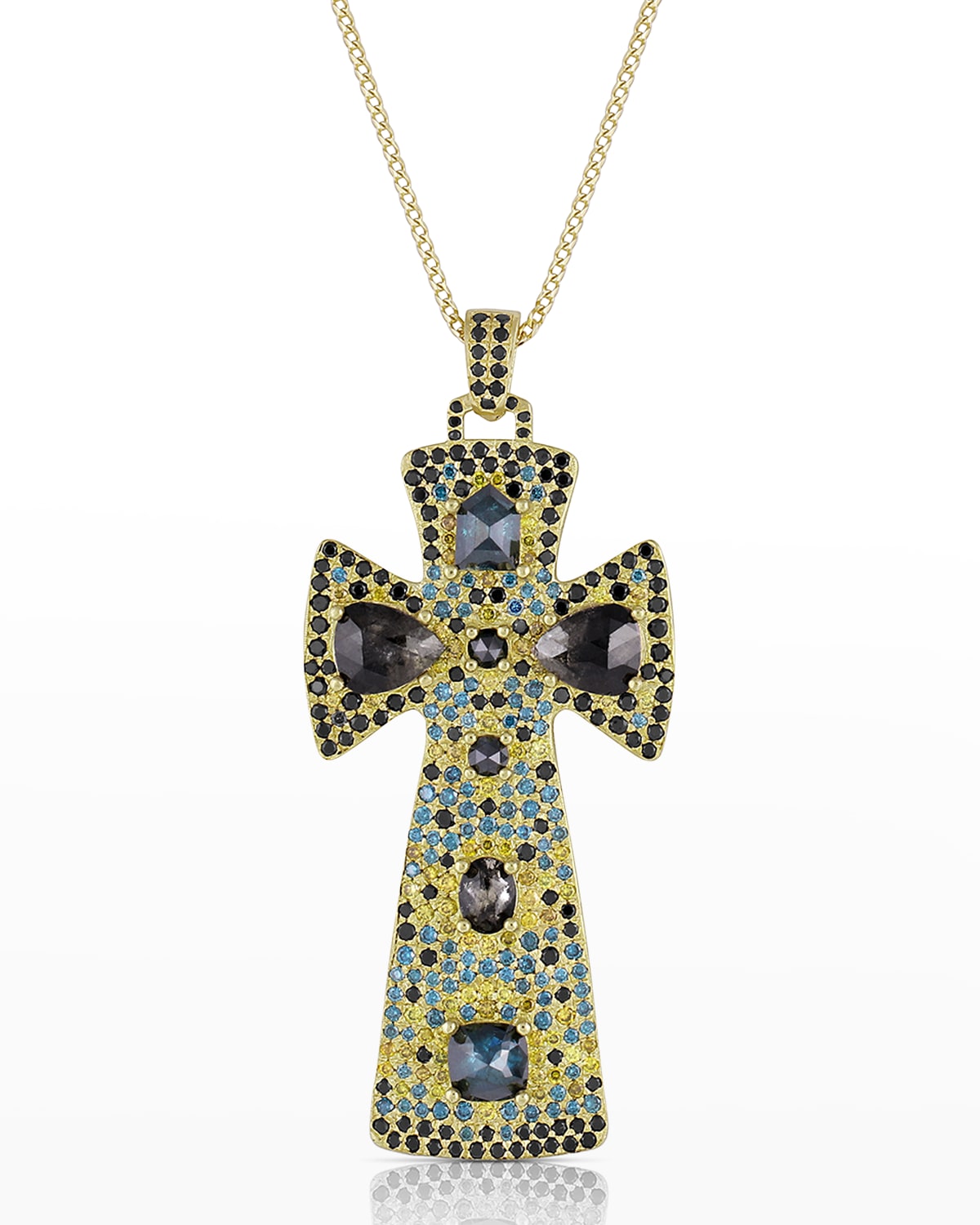 Dominique Cohen 18k Yellow Gold Diamond Ombré Celtic Cross Necklace In Multi