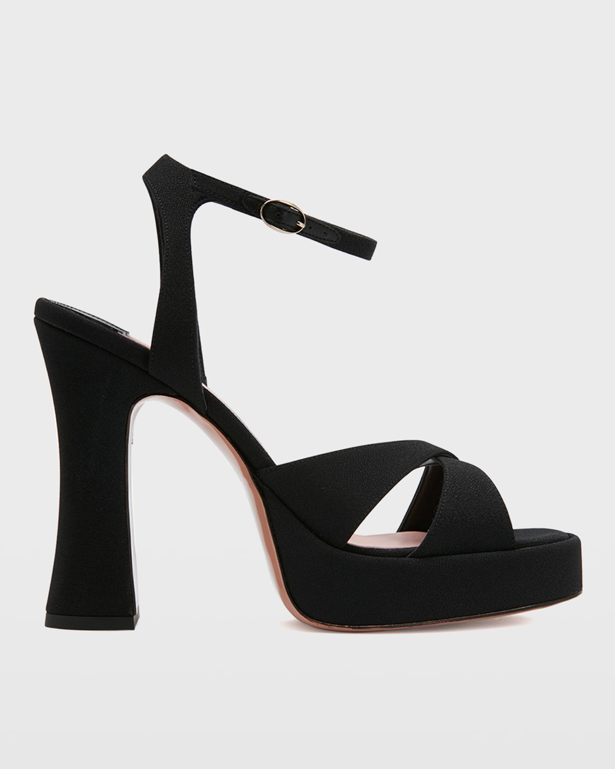 Shop Piferi Miranda Textured Satin Platform Sandals In Black