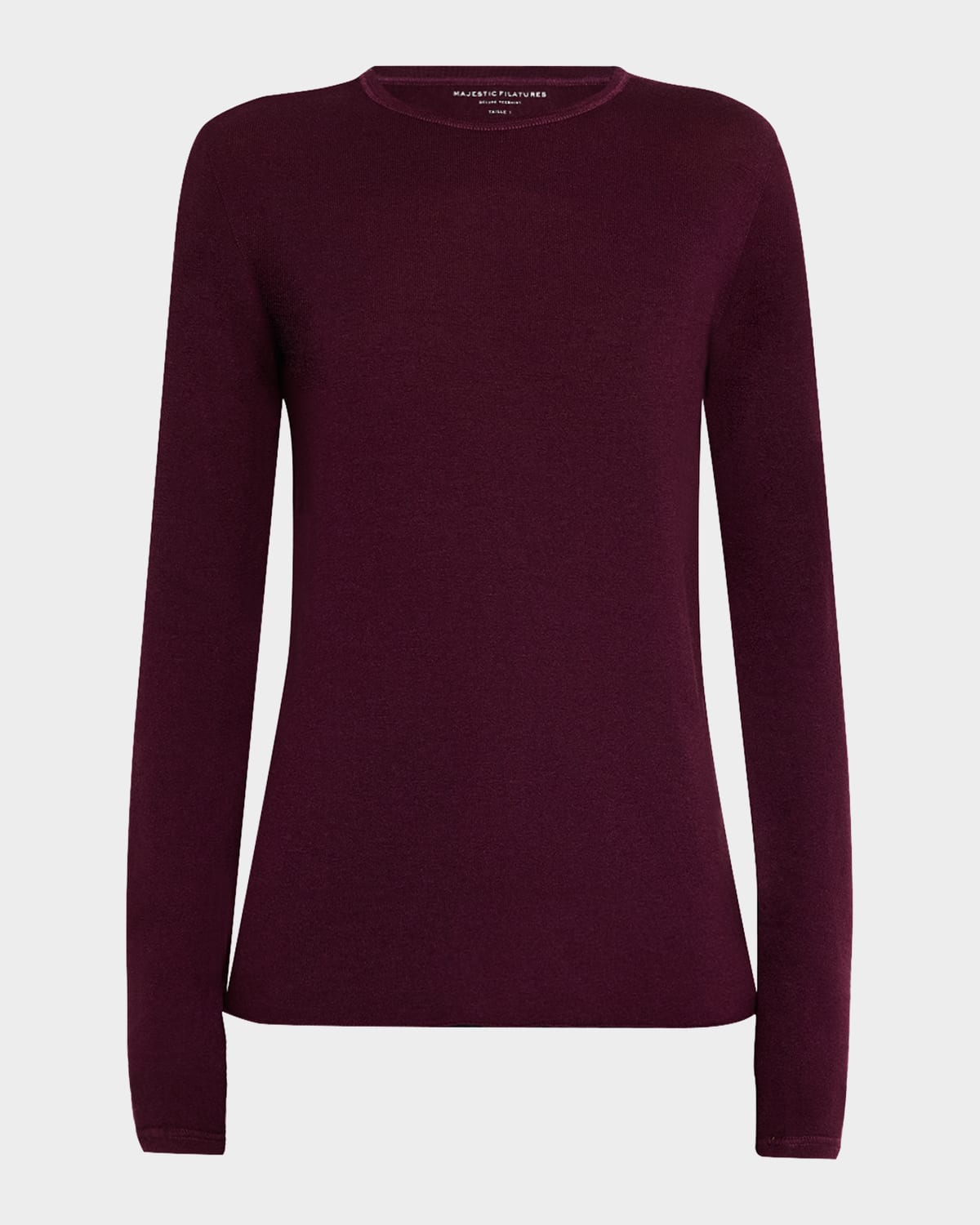 Shop Majestic Machine Washable Cashmere Crewneck Pullover In Prune
