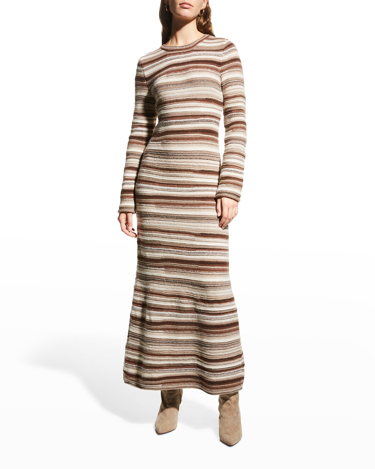 Chloe Striped Cashmere Midi Dress