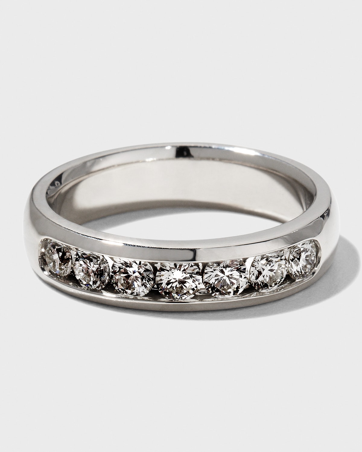 Men's 18k White Gold Round 7-Diamond Ring, Size 10.25