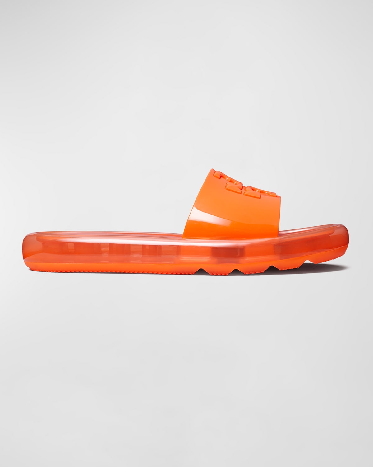 Tory Burch Clear Bubble Jelly Flat Sandals In Orange Nectar Or