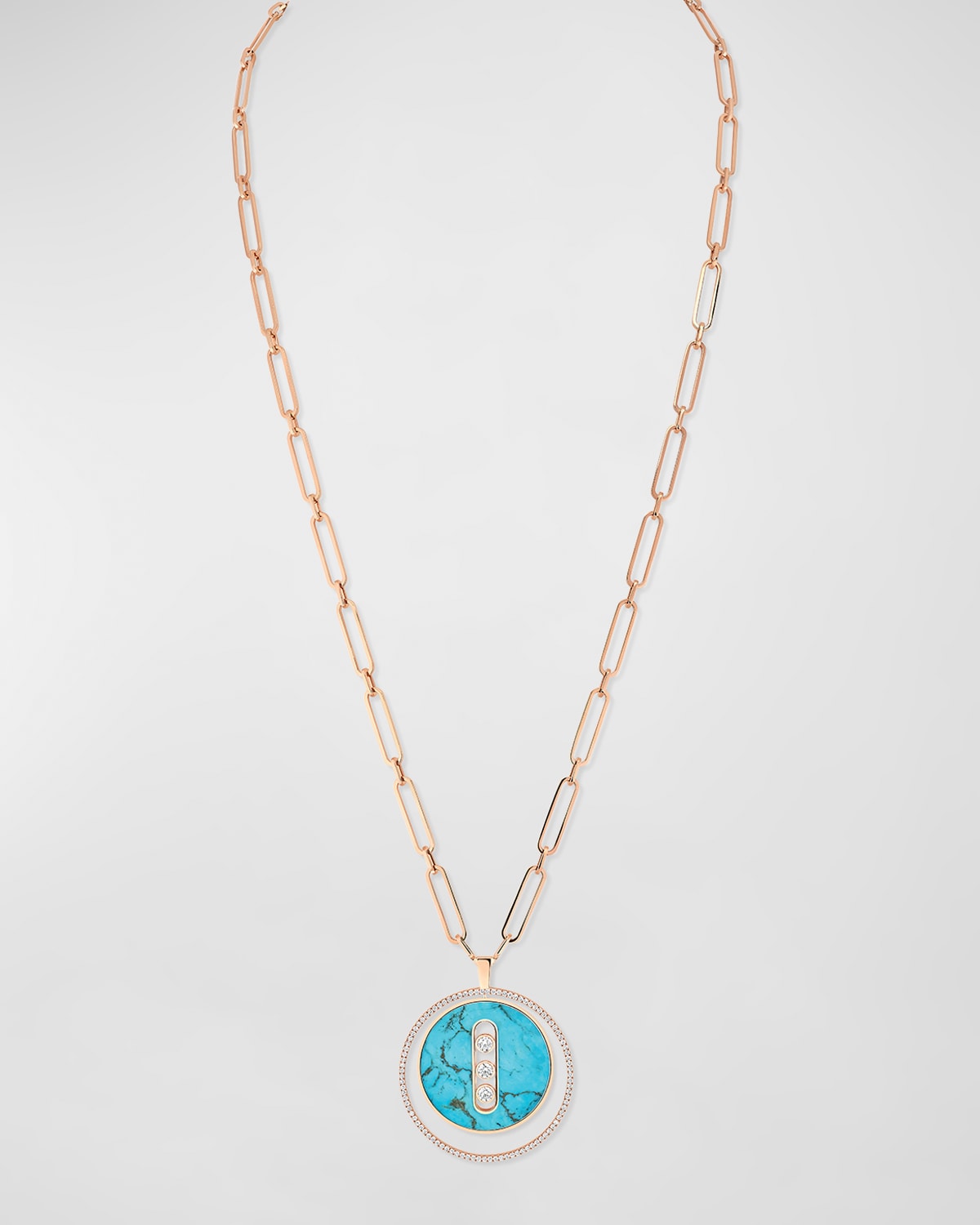 Messika Lucky Move 18K Rose Gold Turquoise Long Diamond Necklace