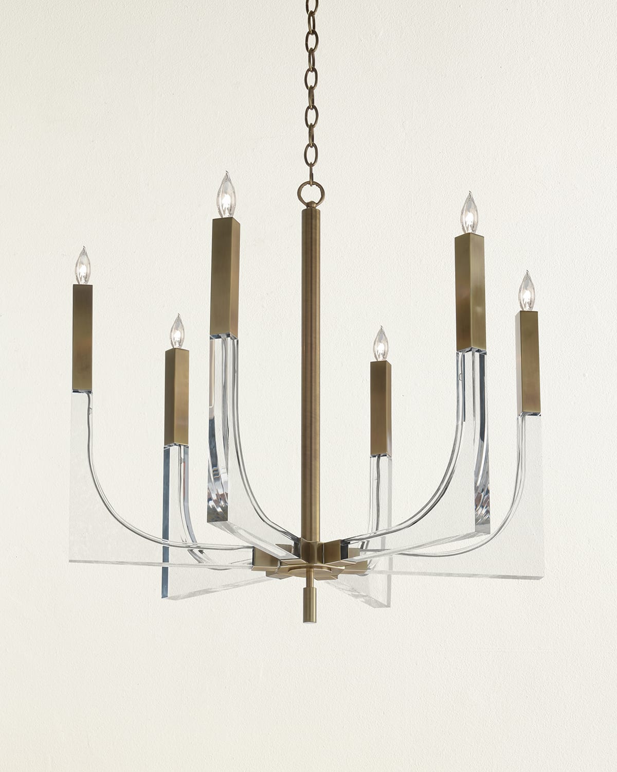 Shop John-richard Collection 41h X 38w X 38d Acrylic And Brass Six Light Chandelier In Gold