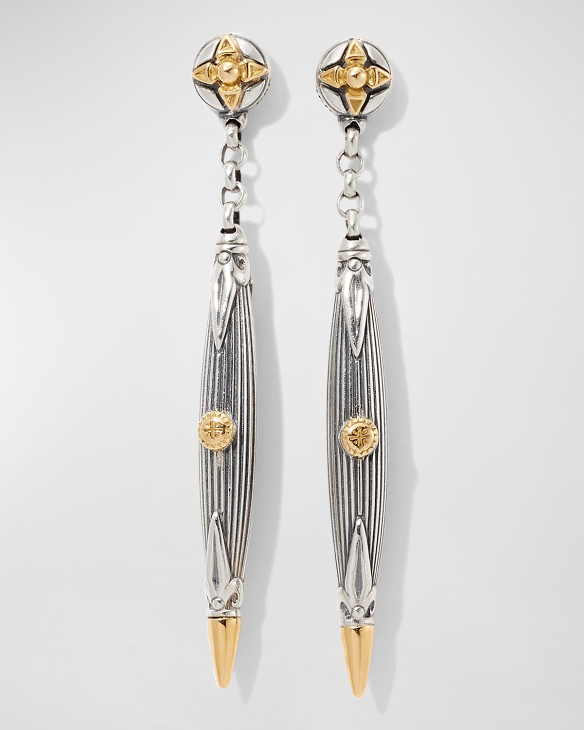Delos Two-Tone Long Drop Earrings