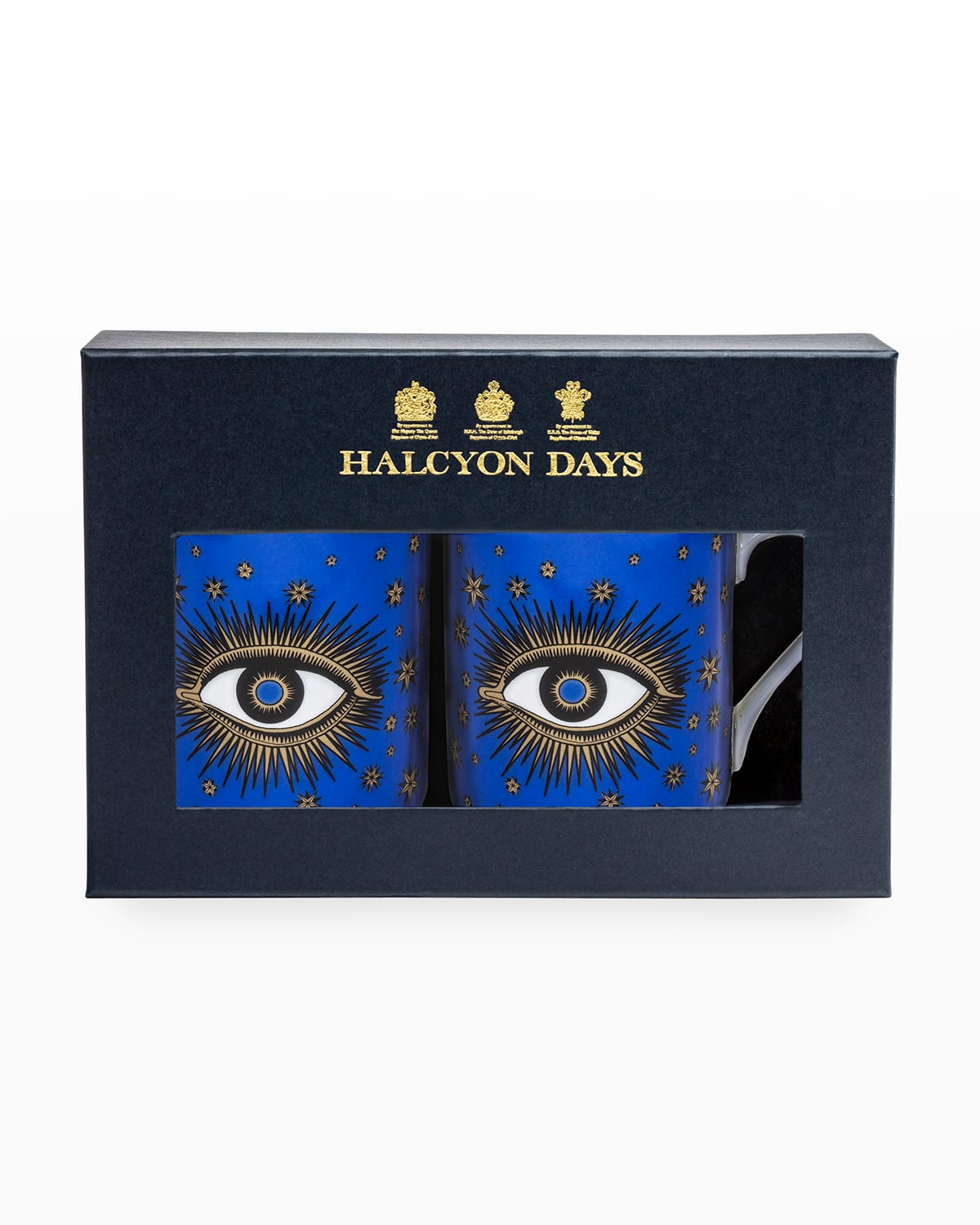 Shop Halcyon Days Evil Eye Mugs, Set Of 2 In Cobalt Blue
