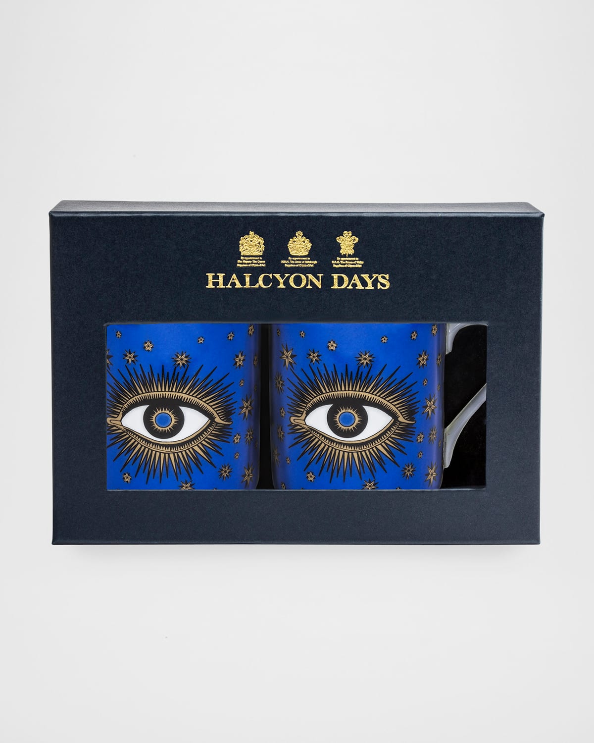 Halcyon Days Evil Eye Mugs, Set Of 2 In Cobalt Blue