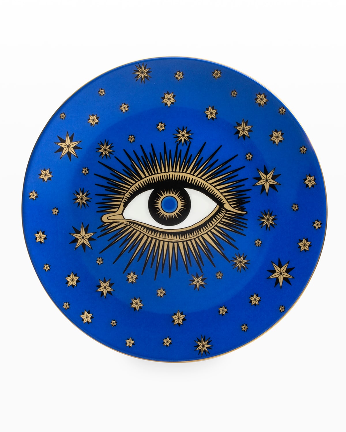 Shop Halcyon Days Evil Eye Coupe Plate In Cobalt Blue