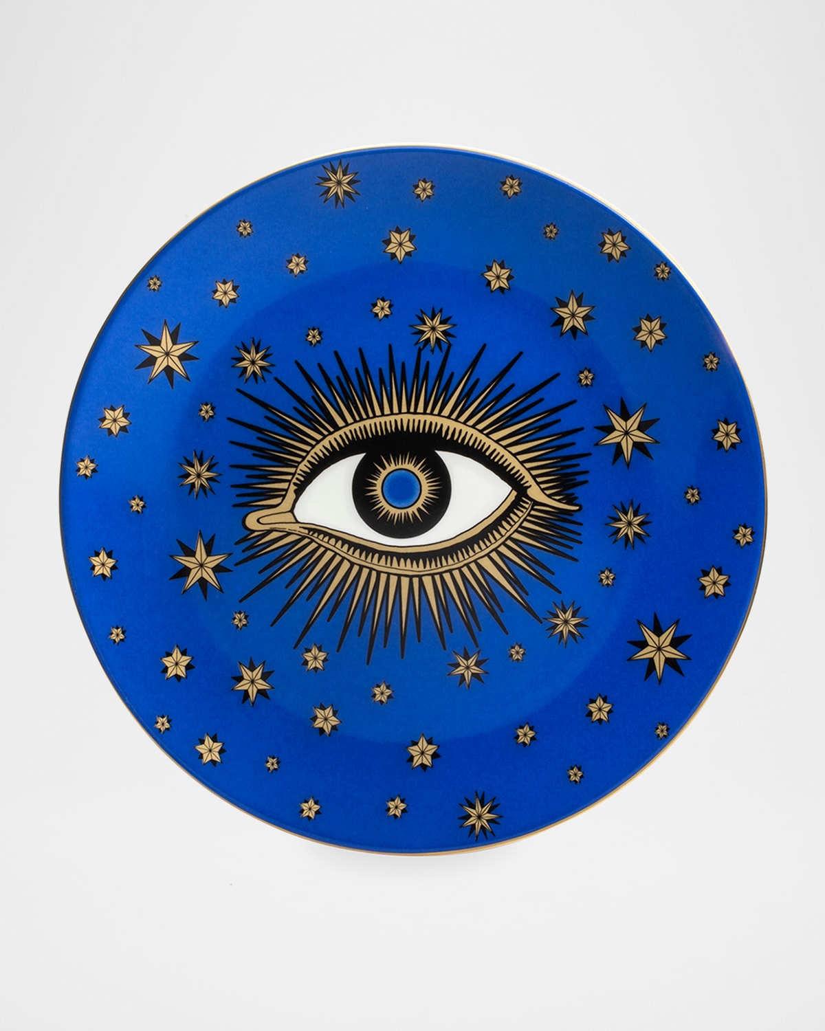 Halcyon Days Evil Eye Decorative Coupe Plate In Cobalt Blue