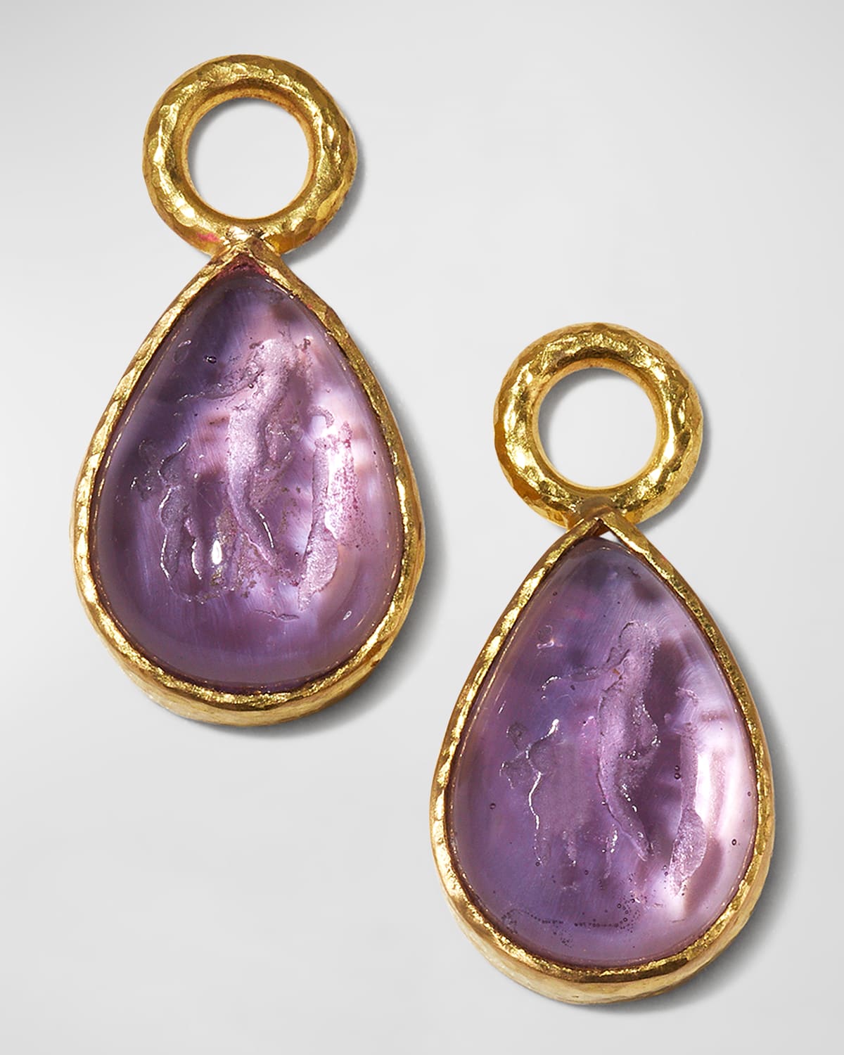 Elizabeth Locke Venetian Glass Intaglio Pear Earring Pendants, Mulberry
