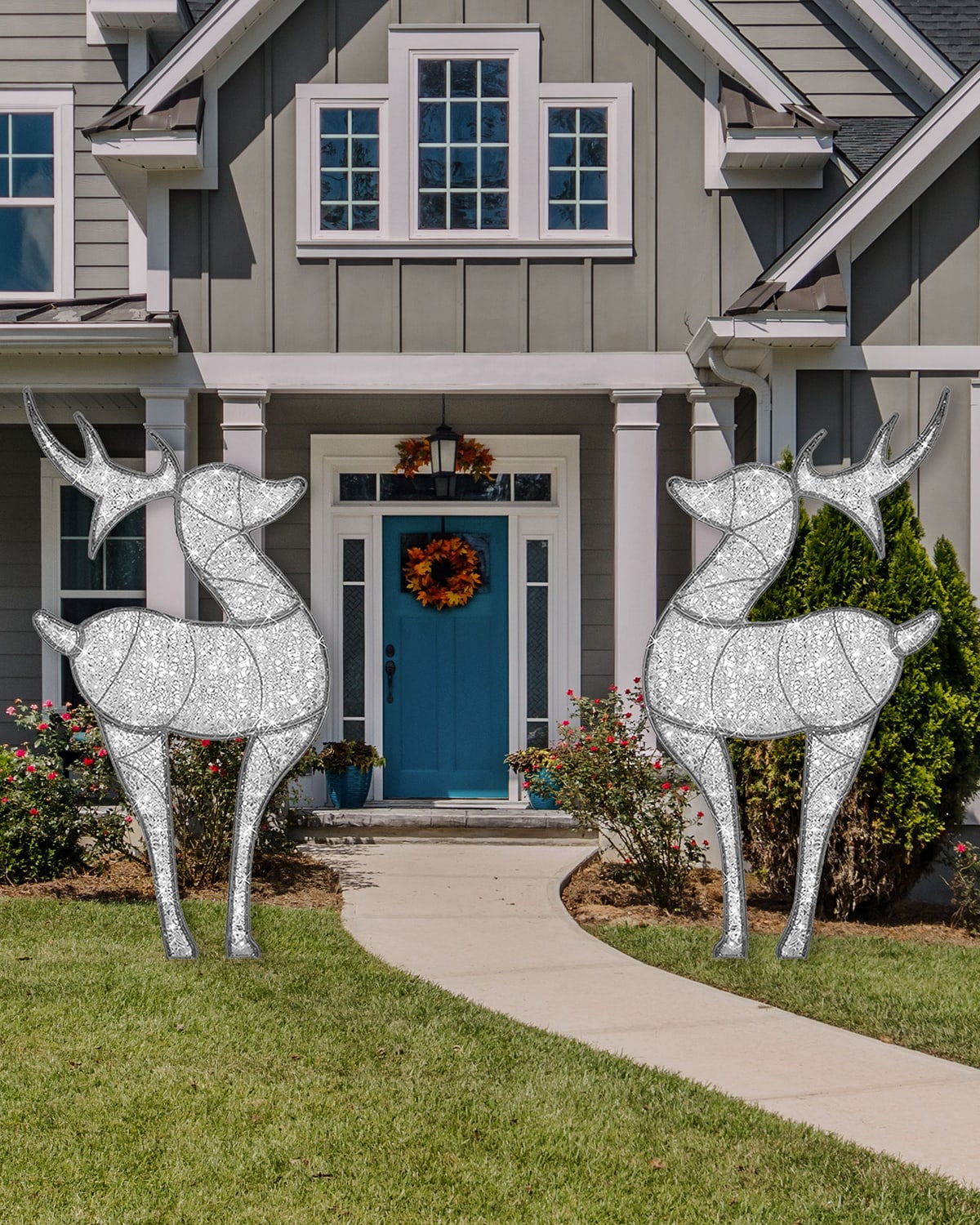 Barcana Medium 2d Deer With Clear White Led Lights In Multi