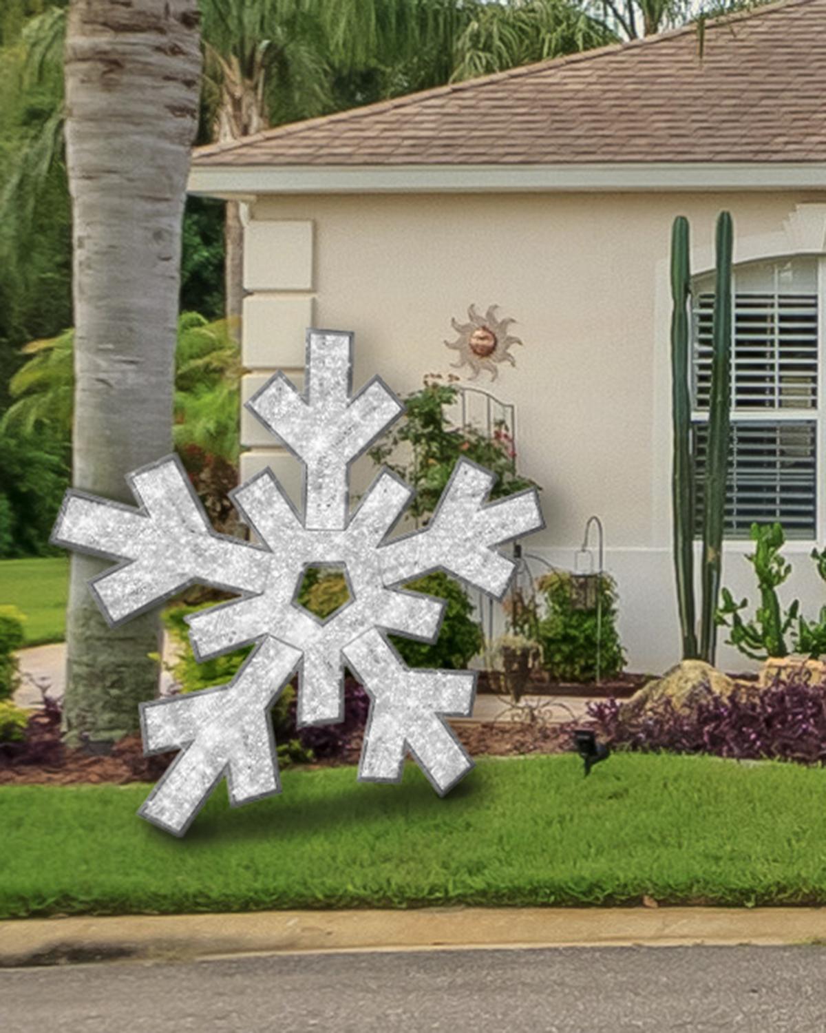 Barcana 2d Medium Silver Snowflake Led Outdoor Decoration In Gray