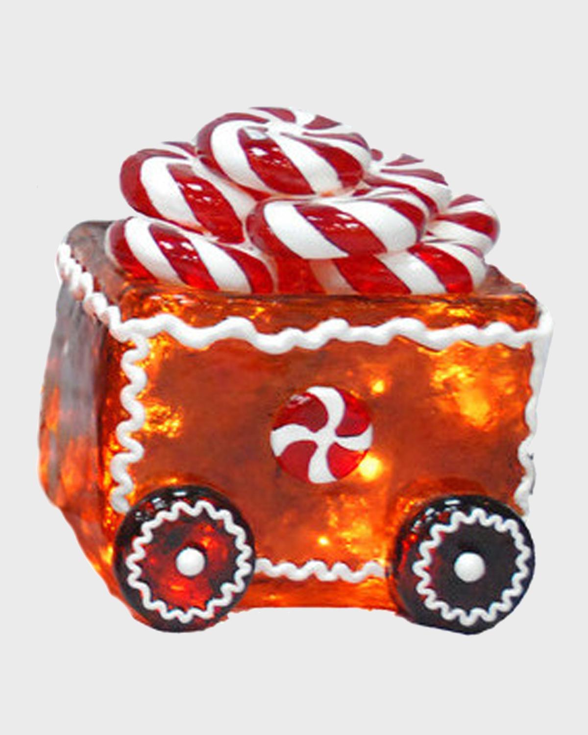 Barcana Illuminated Gingerbread Peppermint Candy Freight Car Indoor/outdoor Christmas Decoration In Orange