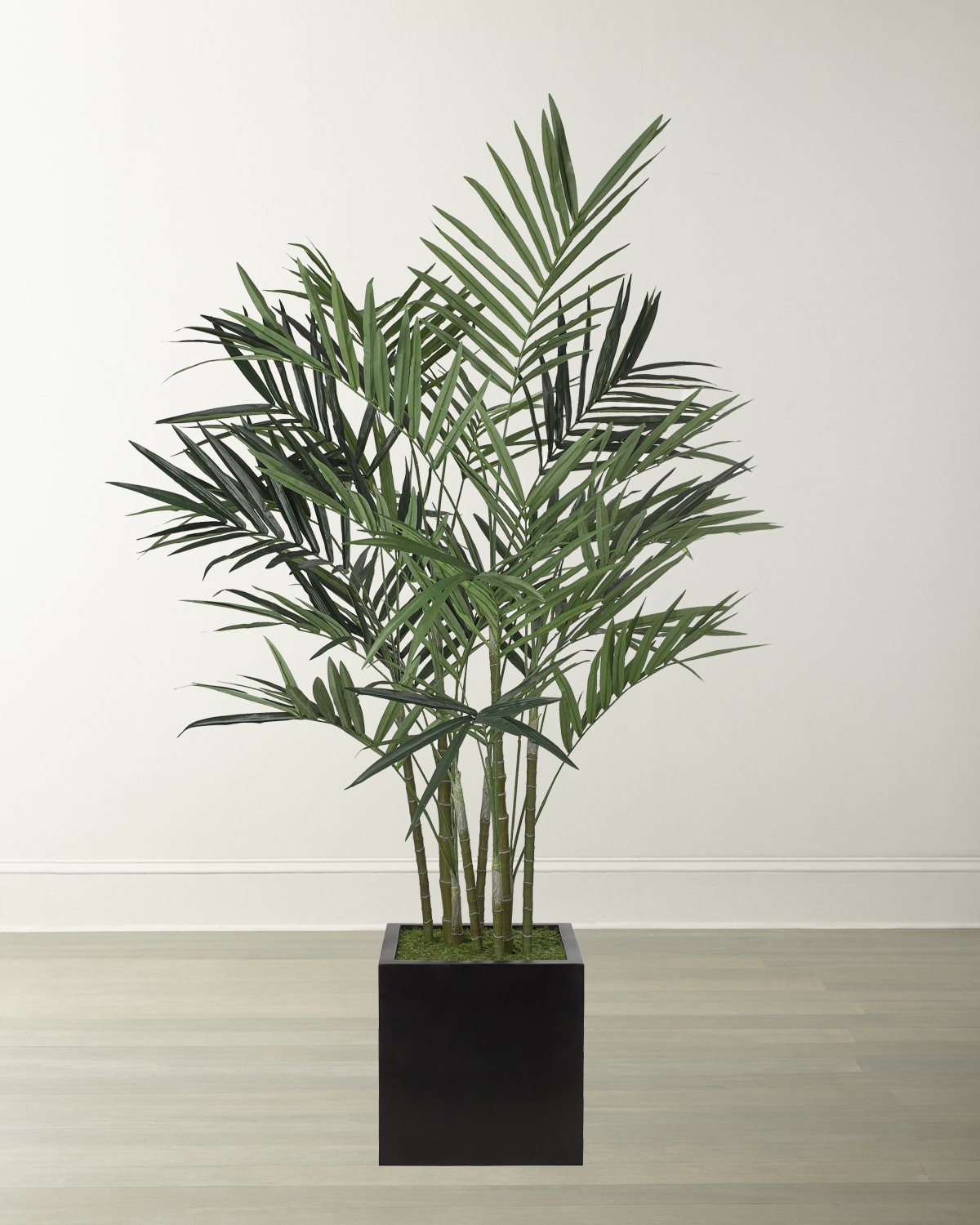 Faux King Palm Plant in Cube Planter, 7"T