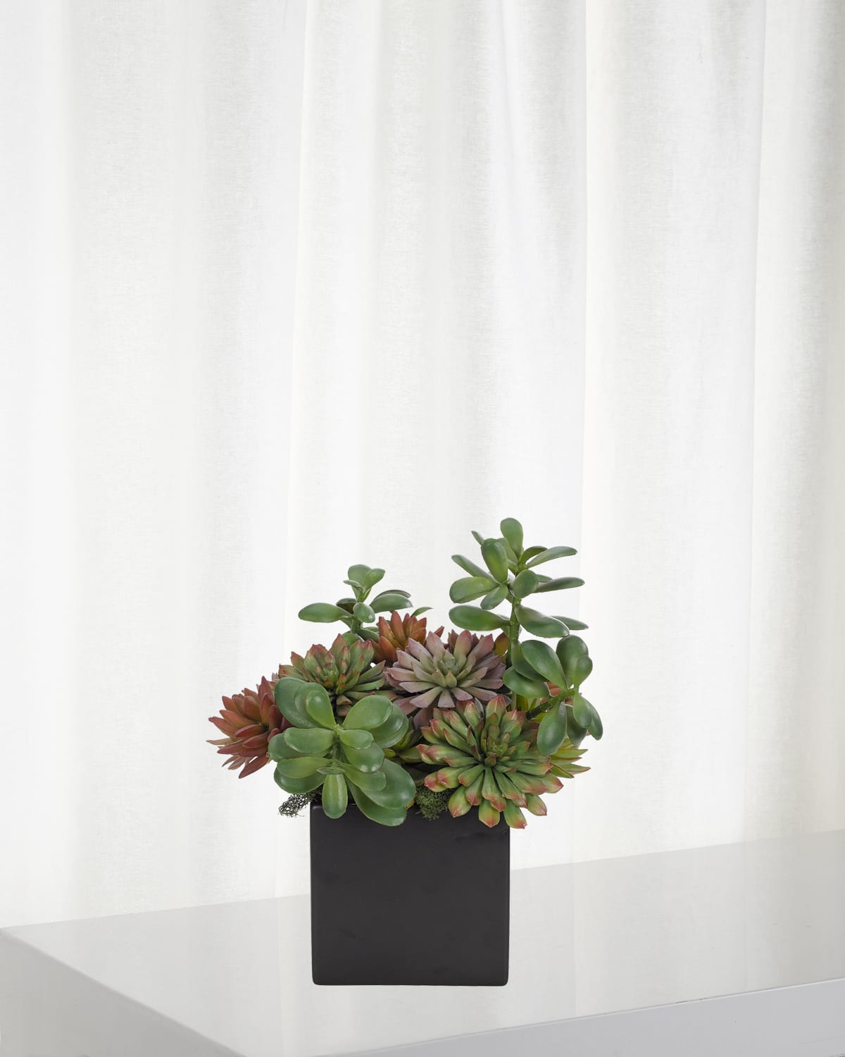 Shop Ndi Faux Succulent Plant In Ceramic Cube Planter In Green