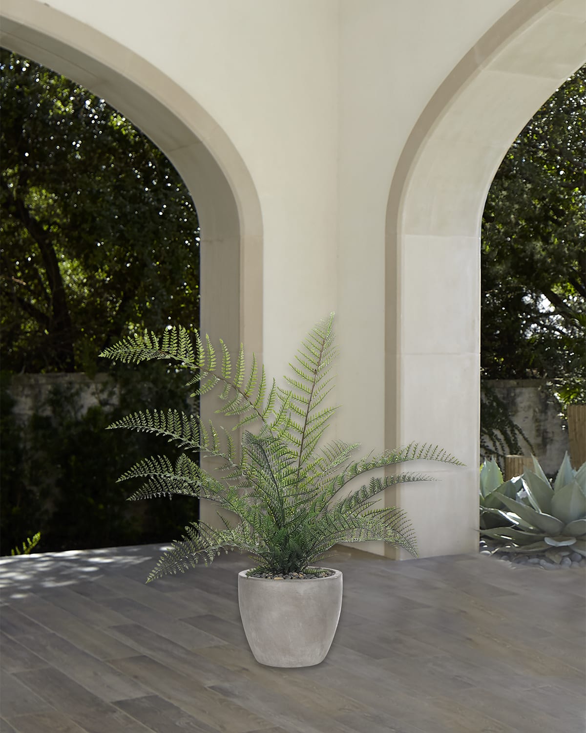 Faux Fern Plant in Concrete Pot, 43"T