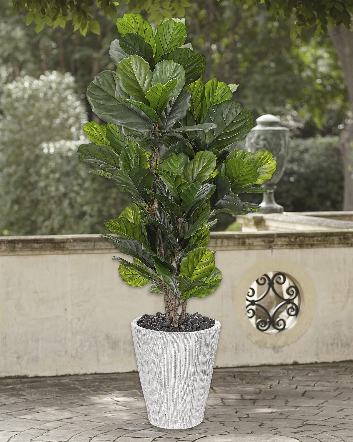 Shop Ndi Faux Fiddleleaf Plant In Textured Planter, 32"t In Green