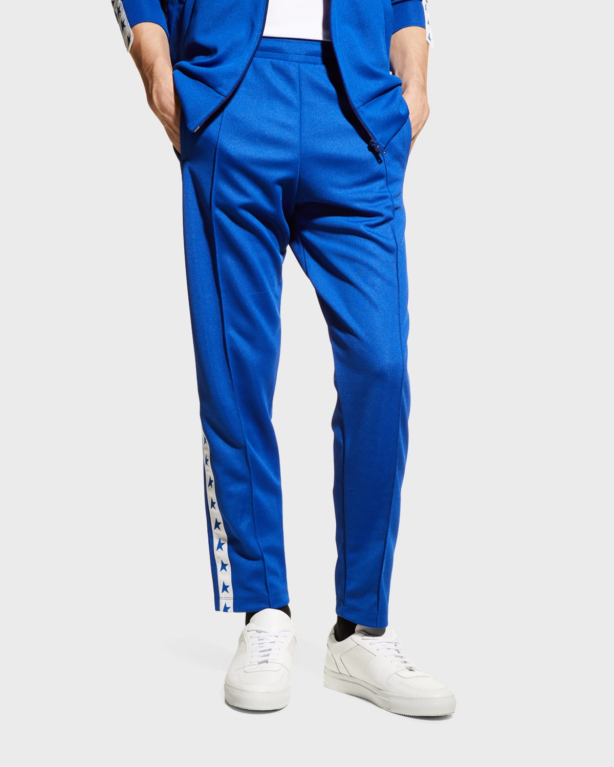 Golden Goose Men's Star Logo Track Pants In Dark Blue White