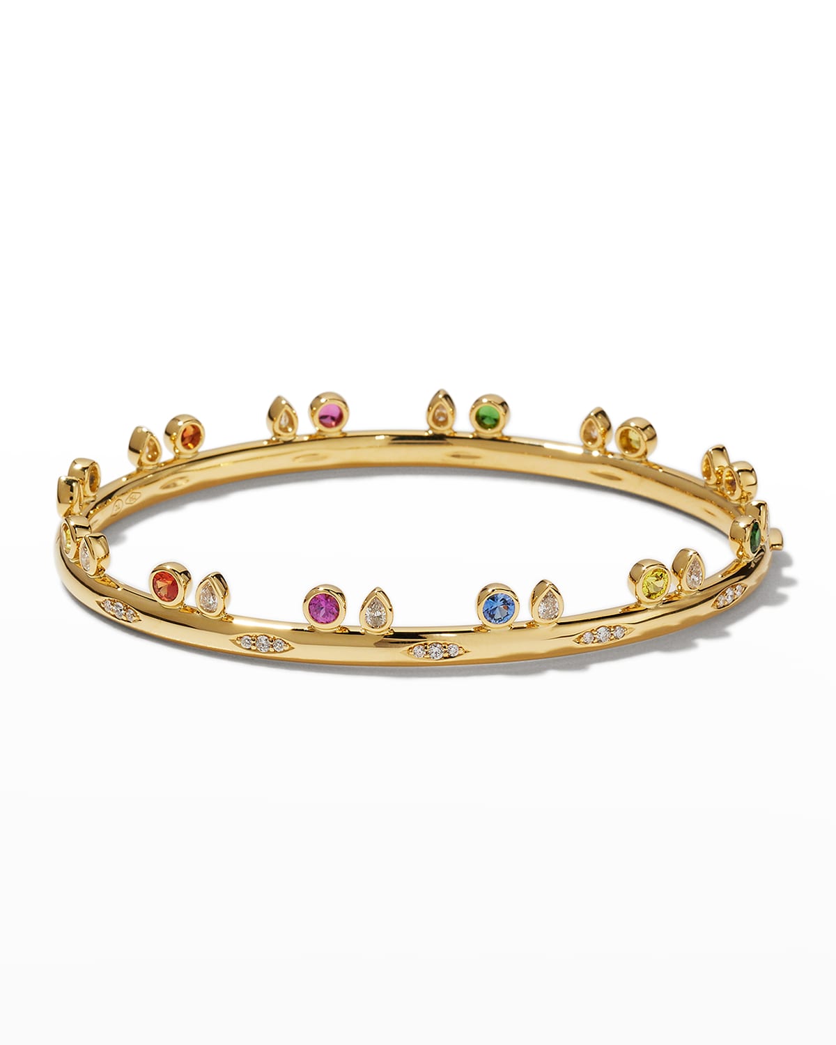 18k Yellow Gold Candy Bangle with Multicolor Sapphires, 17cm