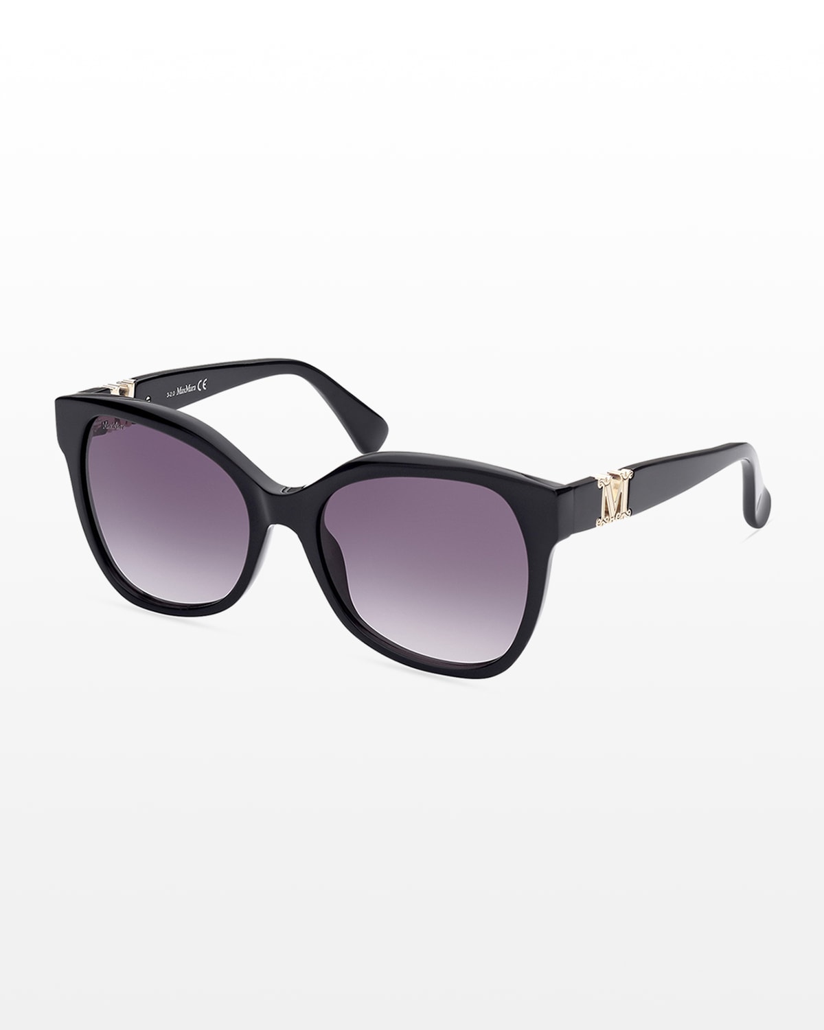 Shop Max Mara Acetate Butterfly Sunglasses In Sblk/smkg