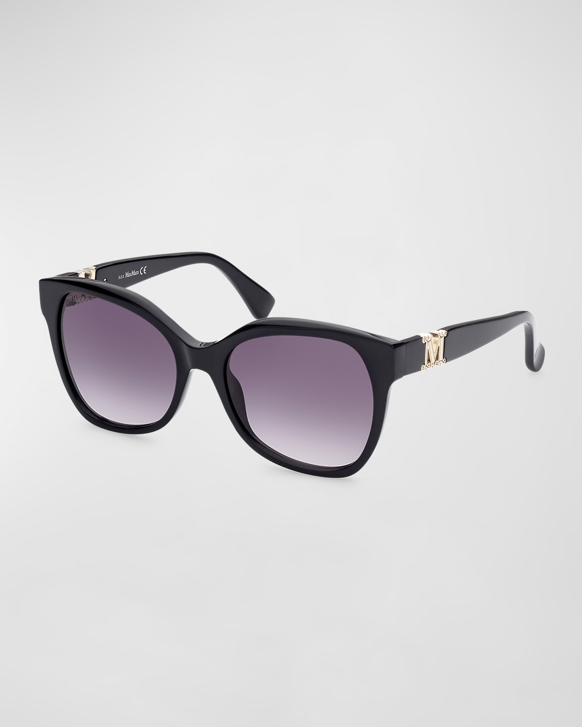 Shop Max Mara Acetate Butterfly Sunglasses In Sblk/smkg