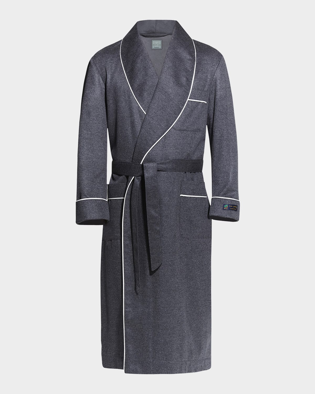 Men's Cashmere Braid-Trim Shawl Robe