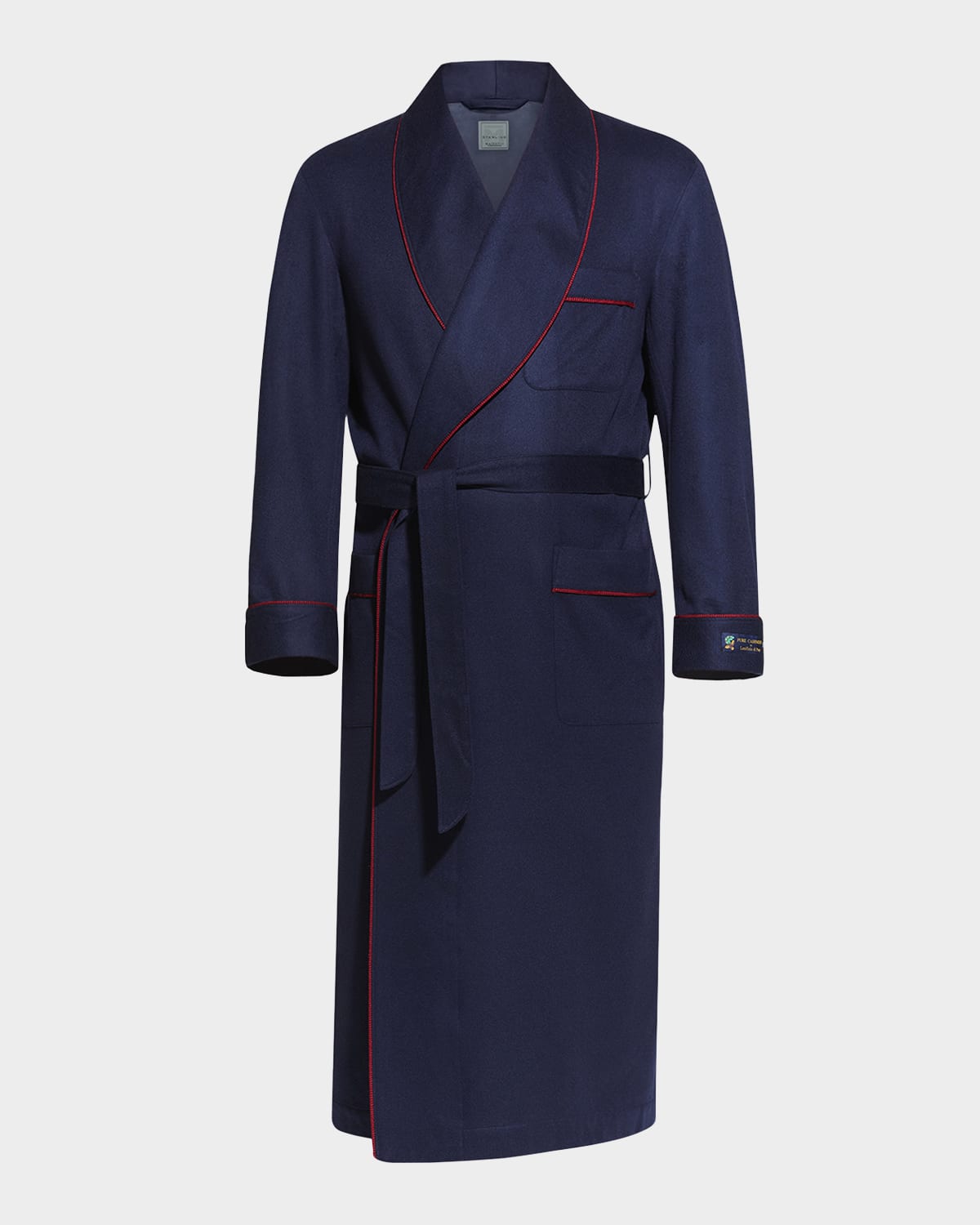 Men's Cashmere Braid-Trim Shawl Robe