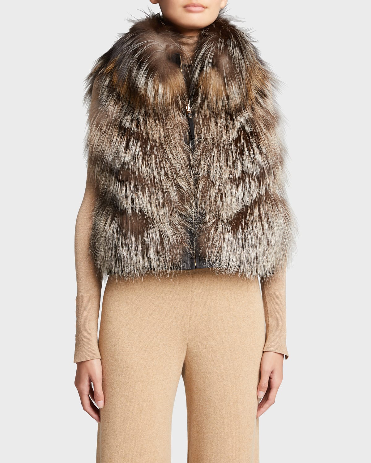 Gorski Reversible Fox Fur Zip Vest