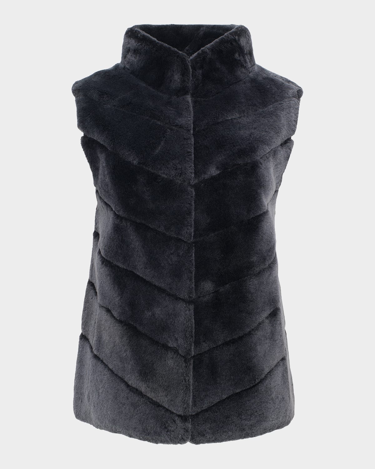 Gorski Chevron Lamb Shearling Vest In Black