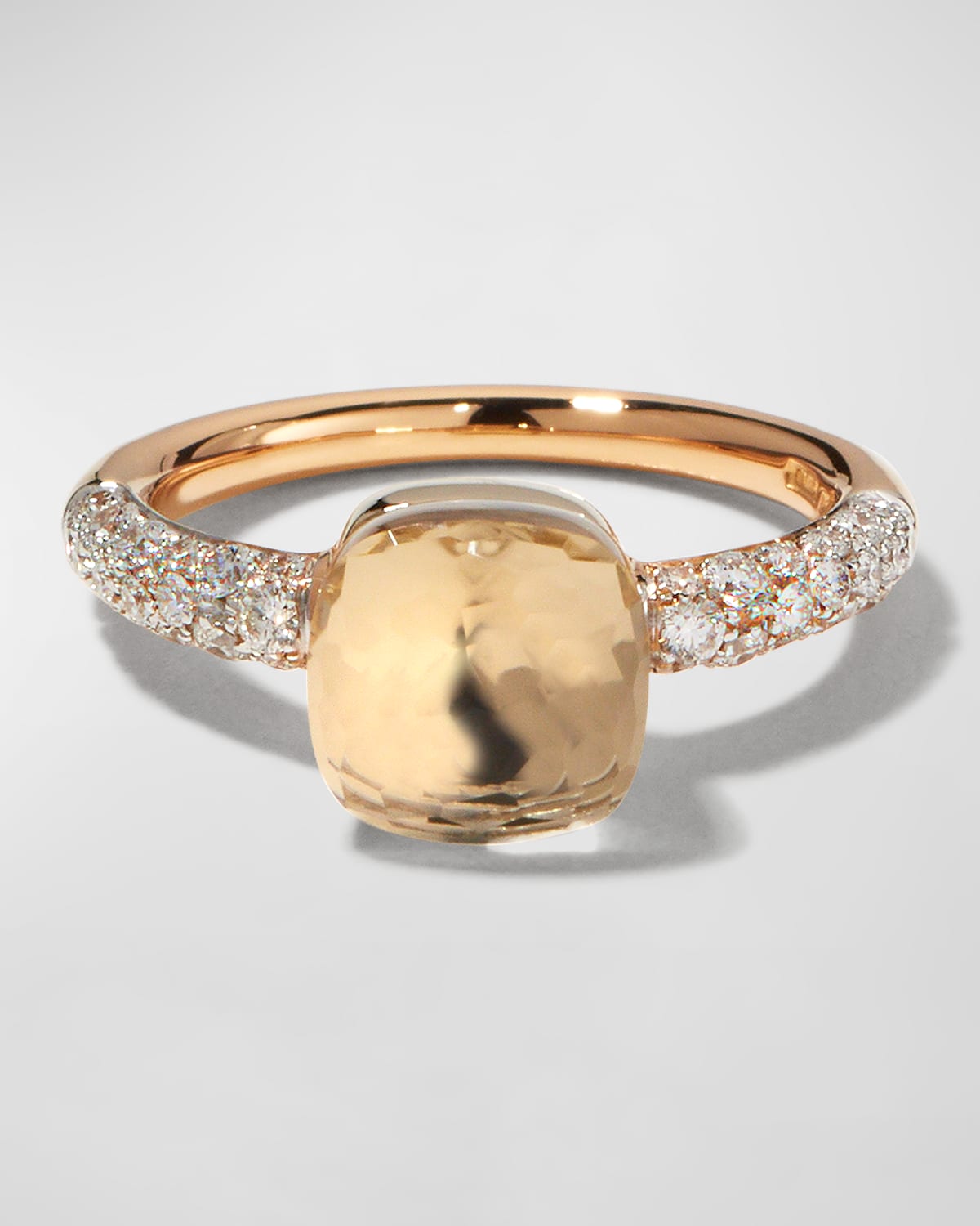 Nudo 18k Gold Ring w/ White Topaz and Diamonds, Size 52