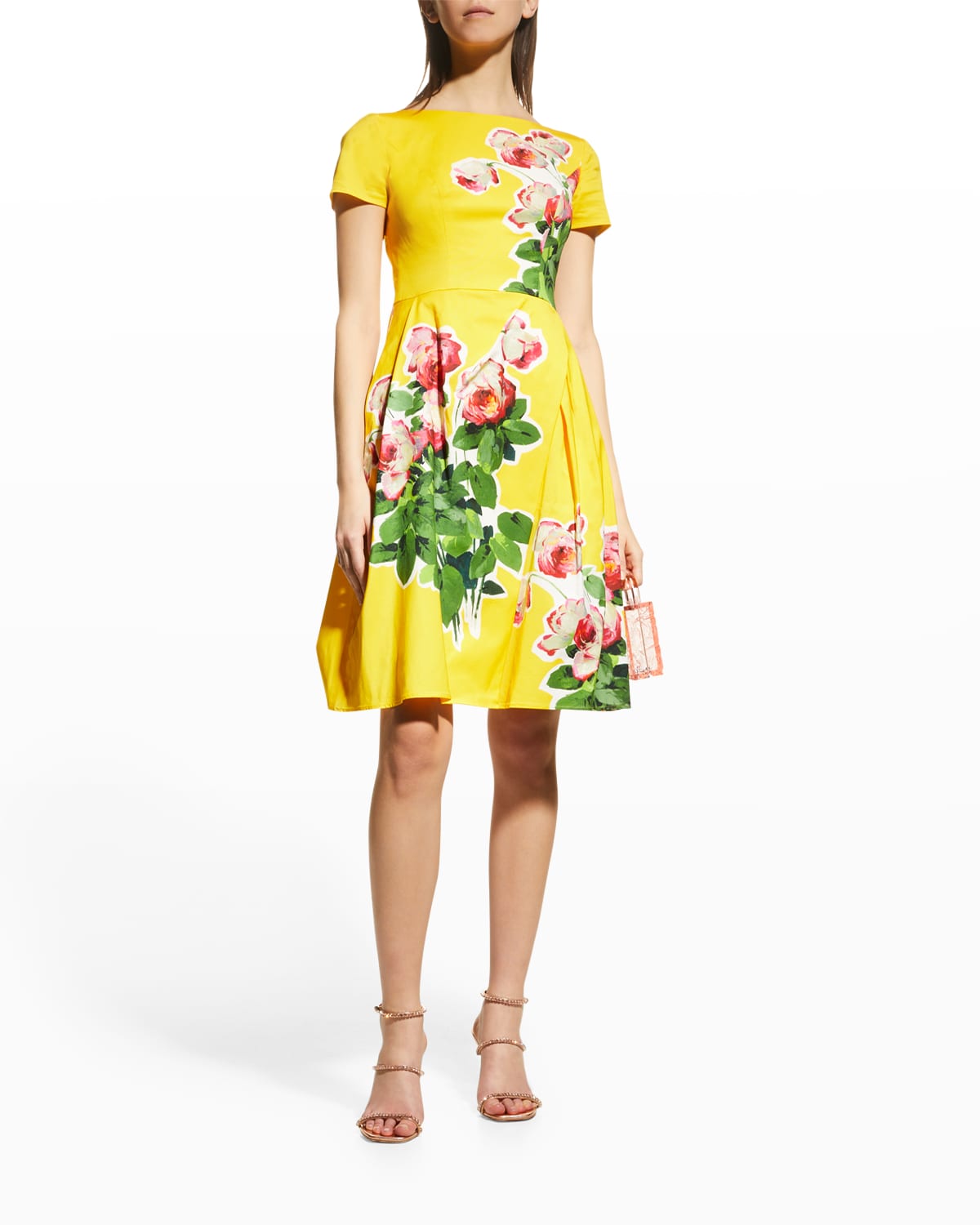 Carolina Herrera Floral-Print Side-Pleat Dress | Smart Closet