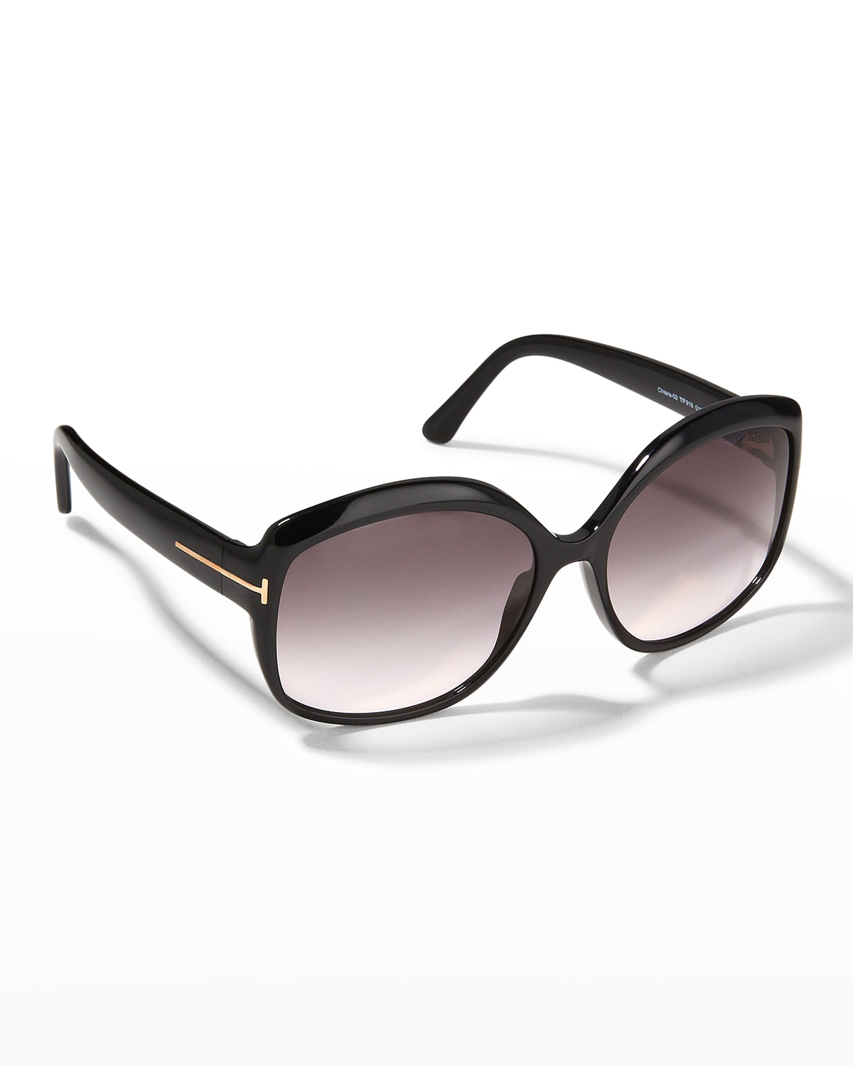 Shop Tom Ford Chiara Round Acetate Sunglasses In Black / Grey