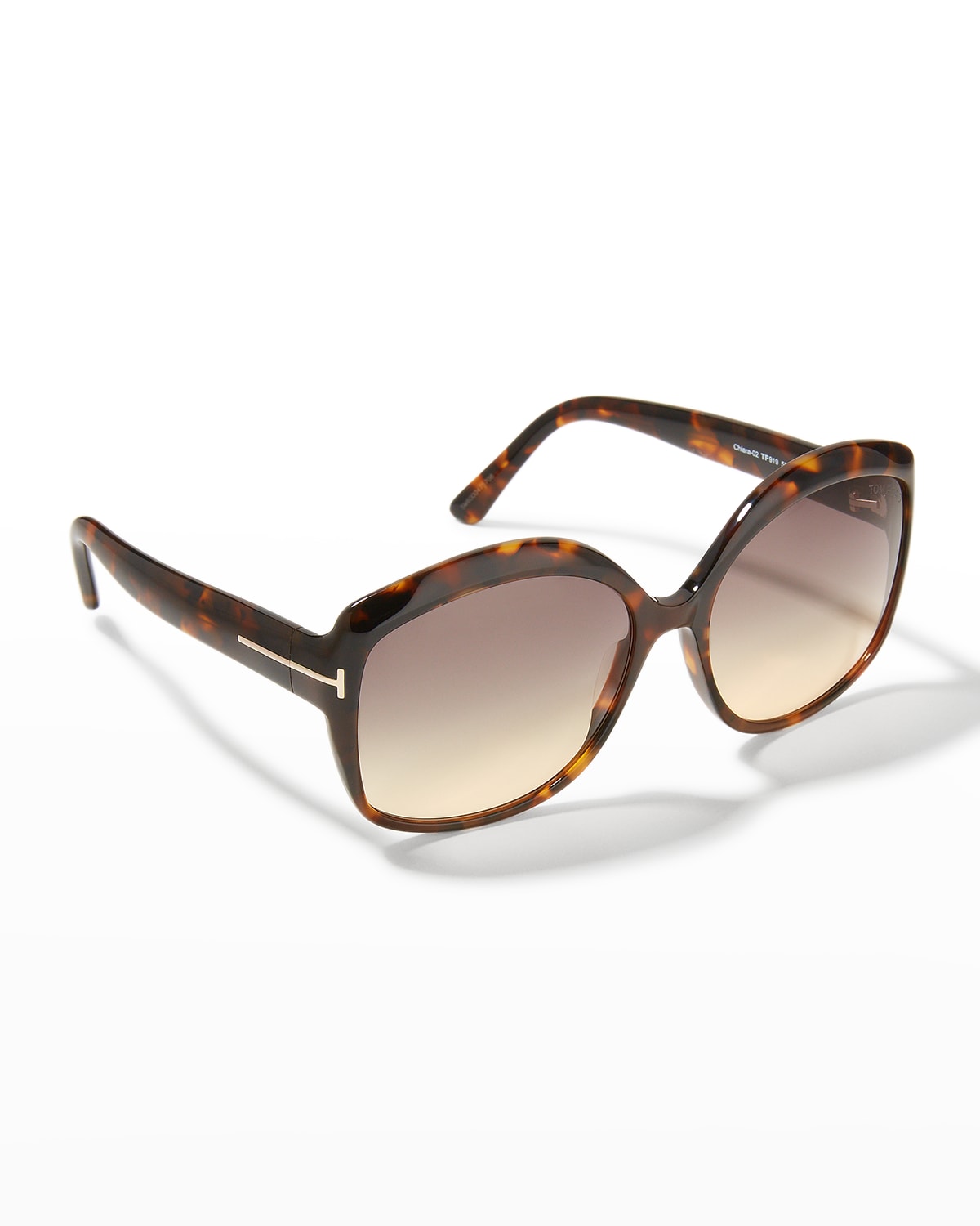 Shop Tom Ford Chiara Round Acetate Sunglasses In Brown / Grey