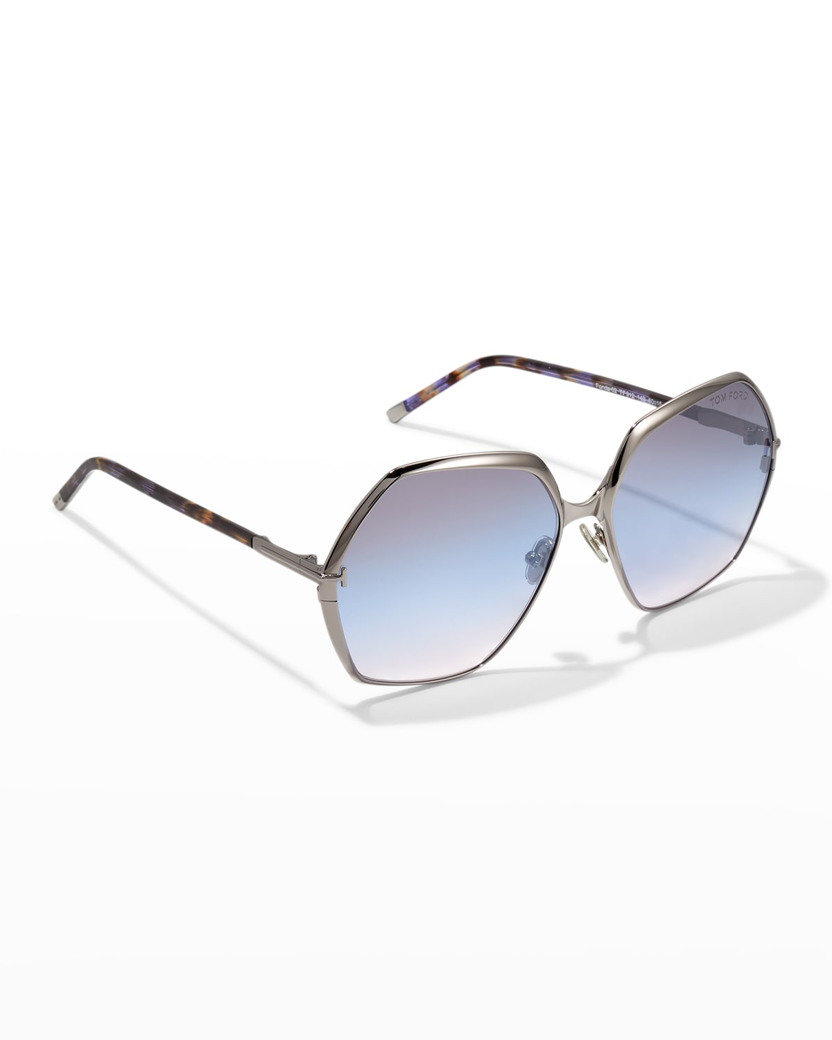 Tom Ford Fonda Geometric Round Plastic/metal Sunglasses In Grey