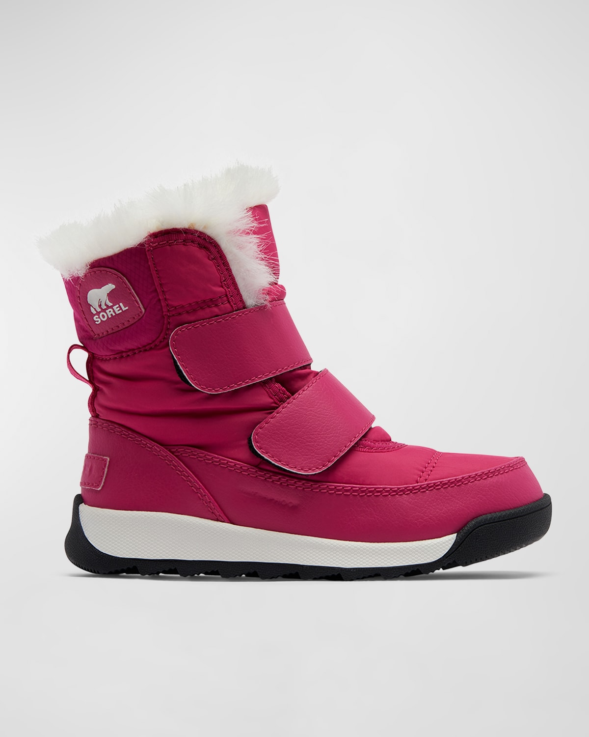Sorel Kid's Whitney Ii Waterproof Winter Boots W/ Faux-fur Trim In Cactus Pink/black