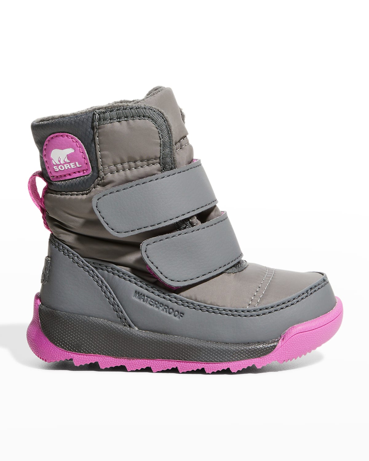 Sorel Kid's Whitney Ii Grip-strap Winter Boots In Guarry Grill Gray