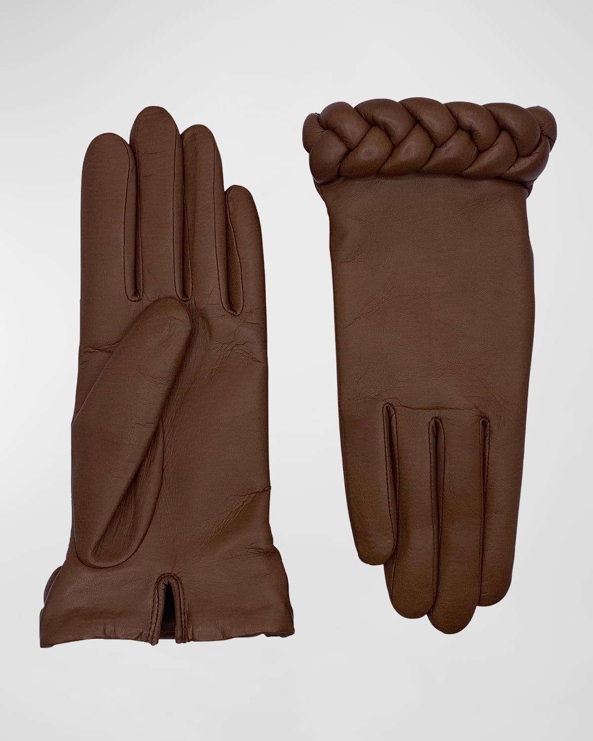 Agnelle Edith Braided Leather Gloves In Toscana