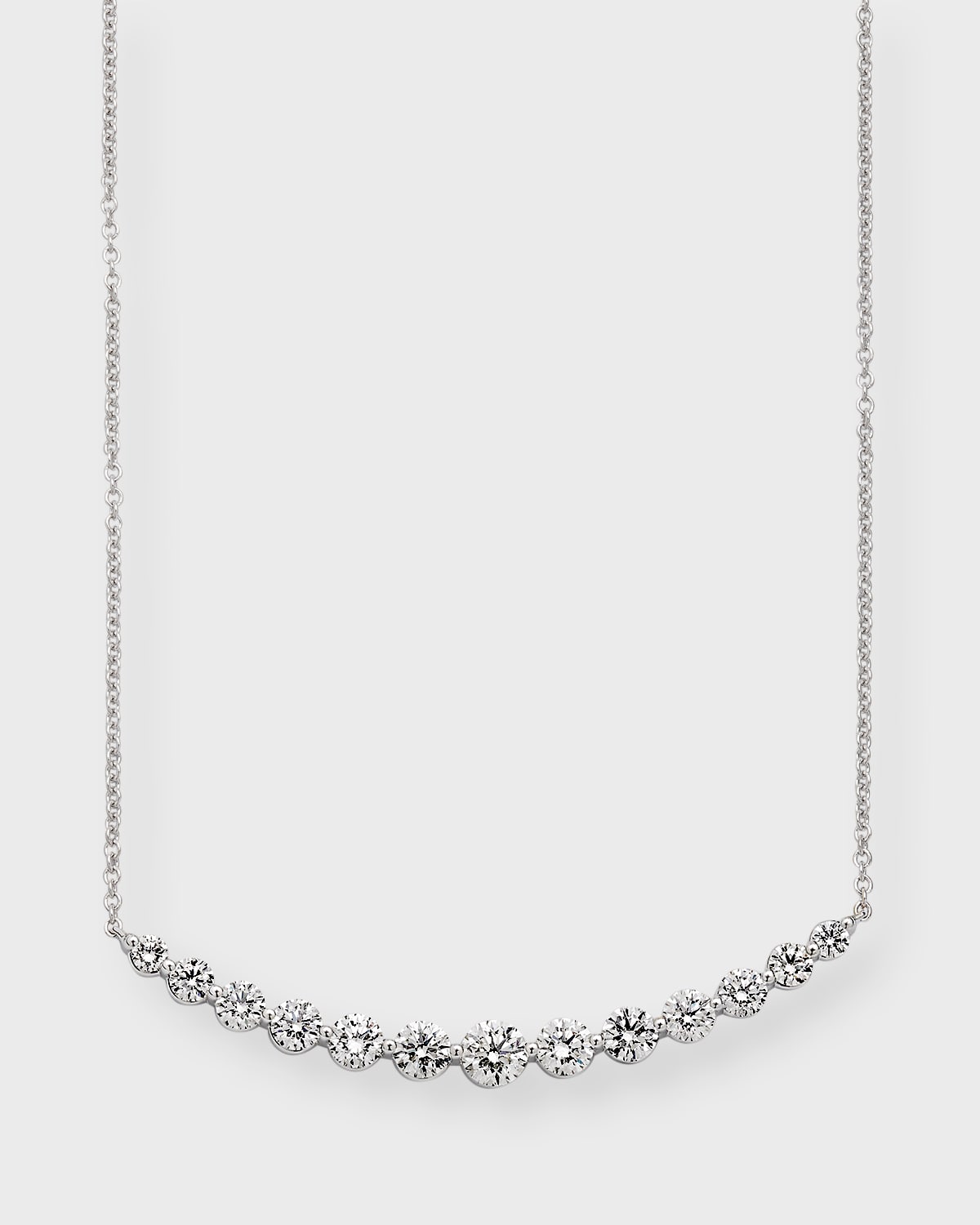 NM Diamond Collection 18k White Gold 13 Round Diamond Smiley Necklace