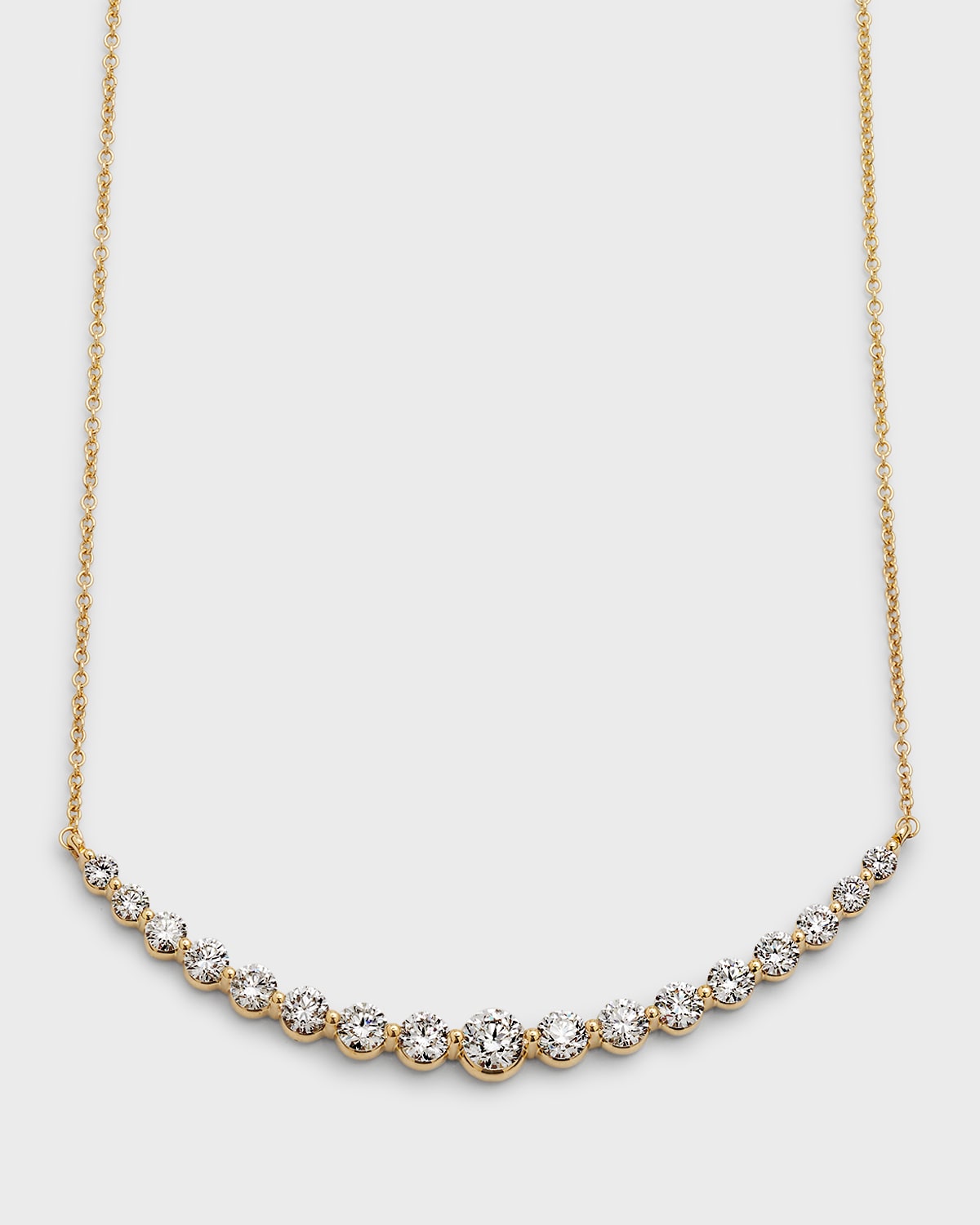 Neiman Marcus Diamonds 18k Yellow Gold 17 Round Diamond Smiley Necklace, 18"L, 2.49tcw
