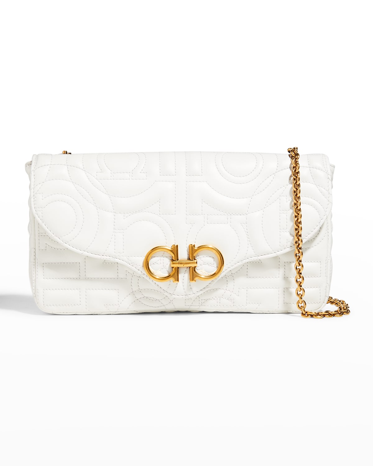 Salvatore Ferragamo Gancini Quilted Chain Shoulder Bag In