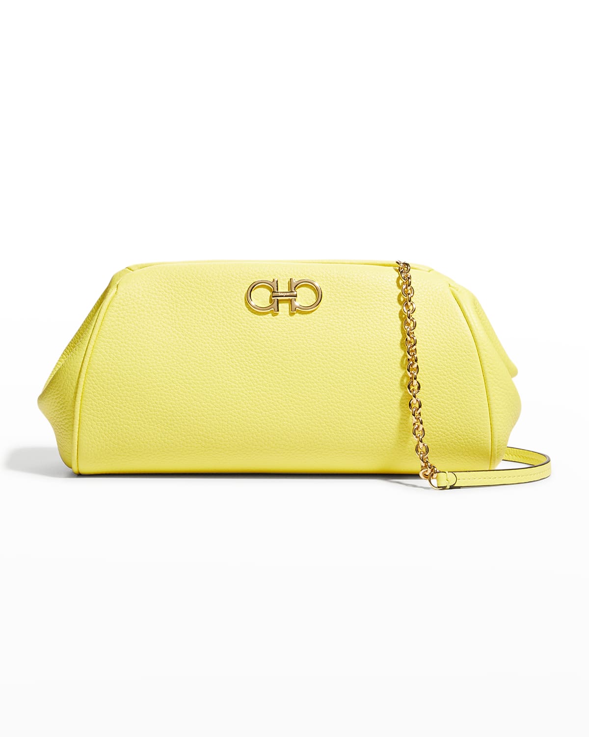 Ferragamo Gancini Leather Clutch Bag W Strap In Canary Yellow ModeSens