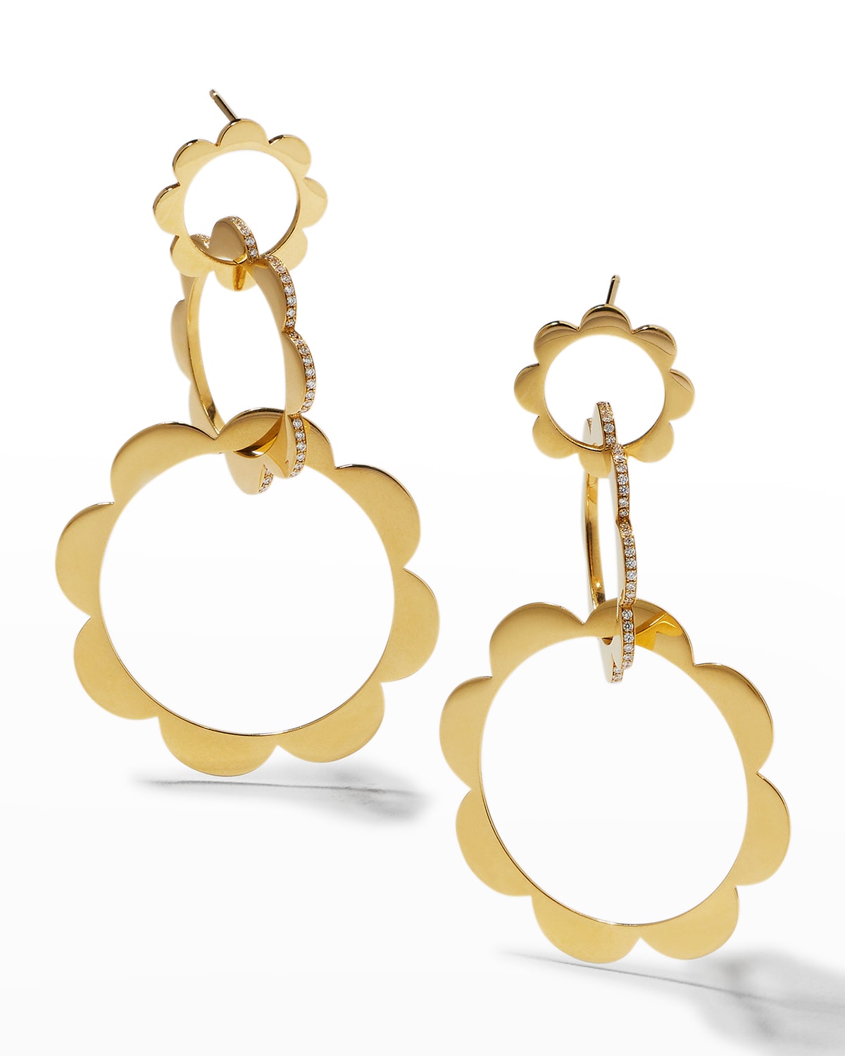 CADAR Trio Unity Earrings with Diamonds and 18k Gold