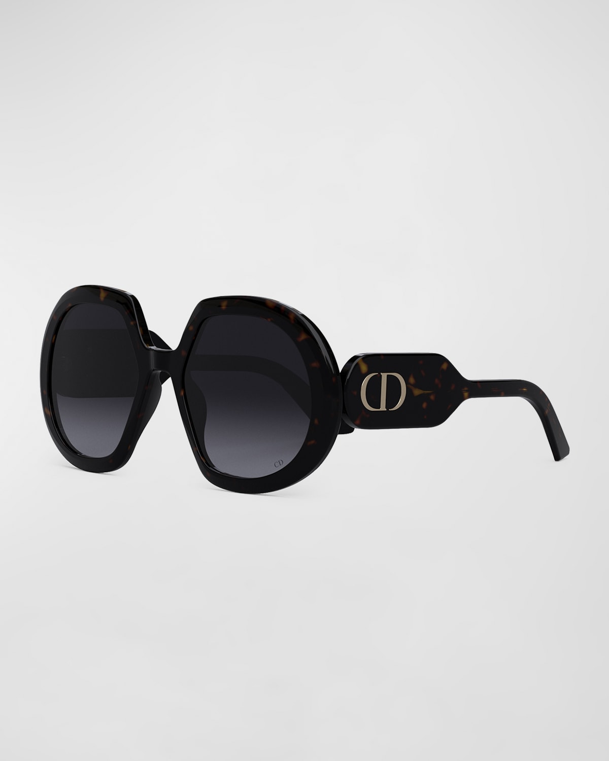 Dior Signature Round Acetate Sunglasses In Dark Havana