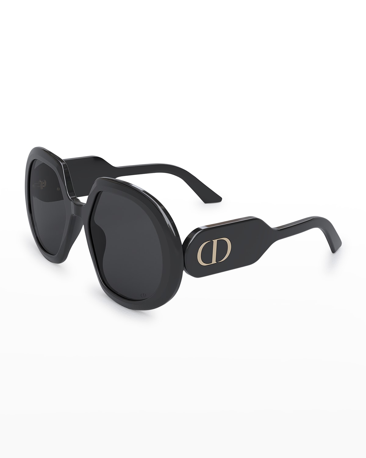 Dior Signature Round Acetate Sunglasses In Black Smoke